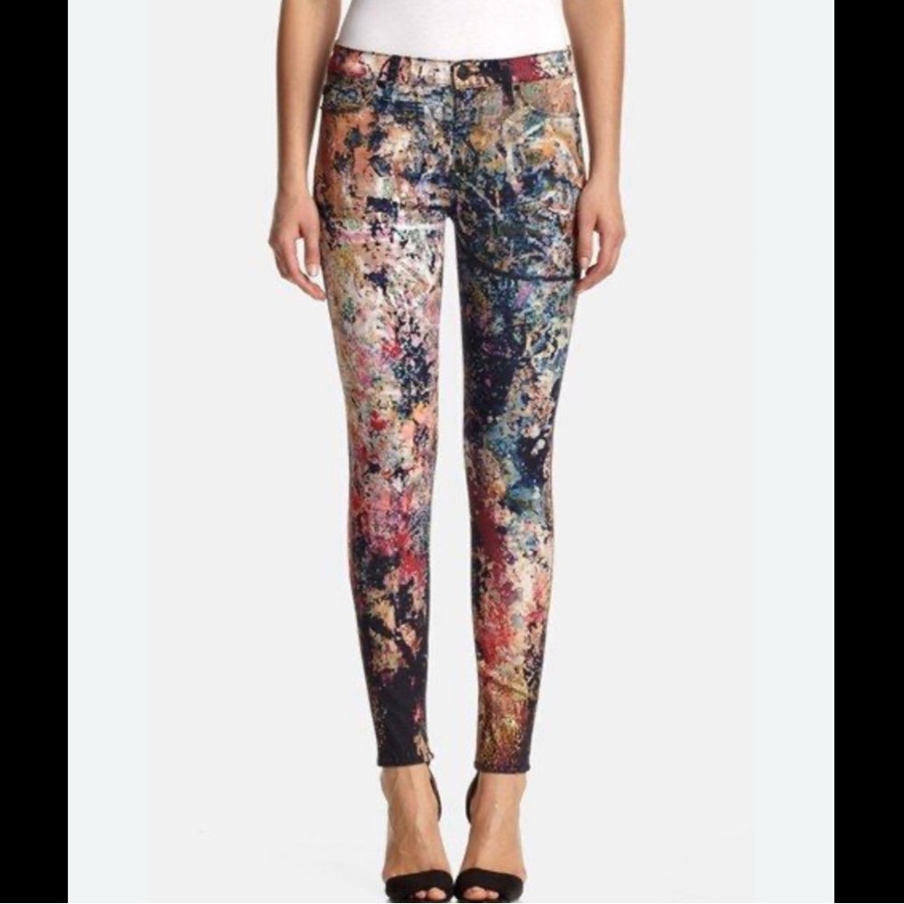 Like New! Hudson Nico Skinny Jeans Multi Colored Graffiti Print
